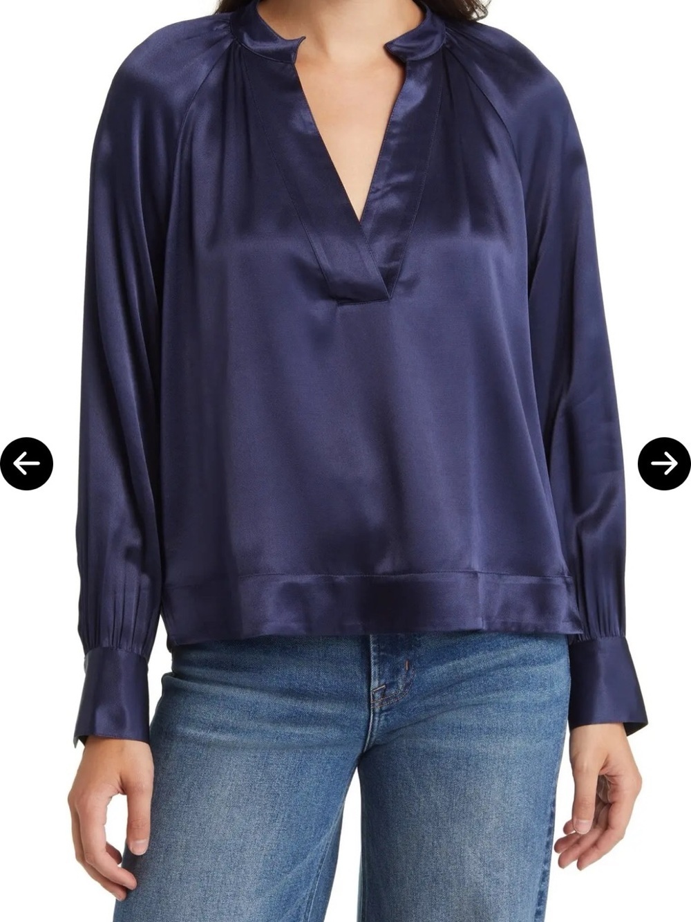 Rails Wynna Navy Long Sleeve Blouse Small